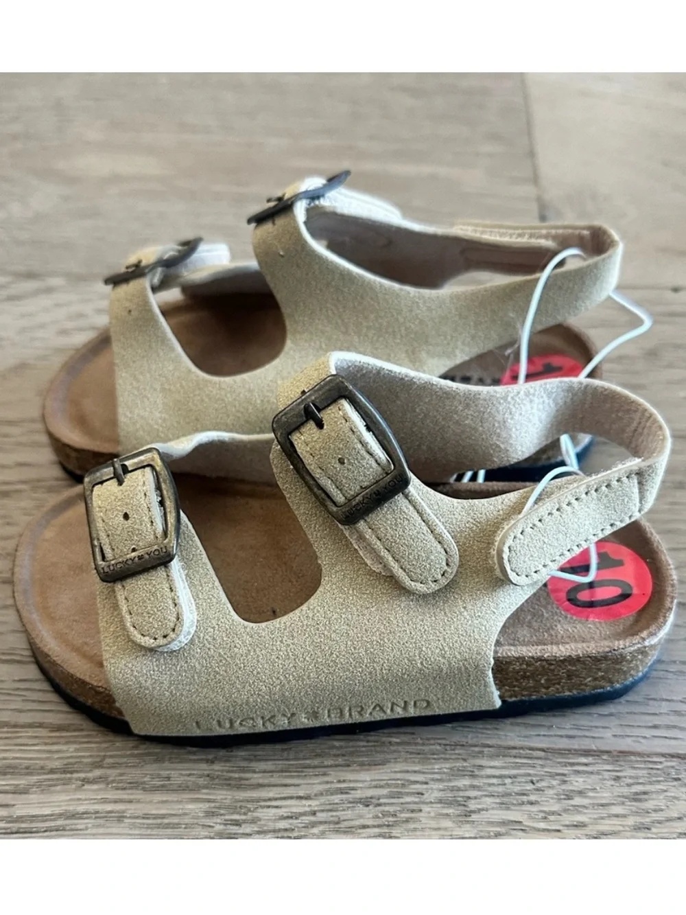NWT Lucky Brand Blanc Toddler Double Strap Cork Sandals Size 10